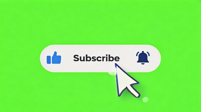 animation clickable subscribe button bell icon appearing green background featuring dynamic design alpha channel that makes ideal engaging video content 4K approve arrow blinking business