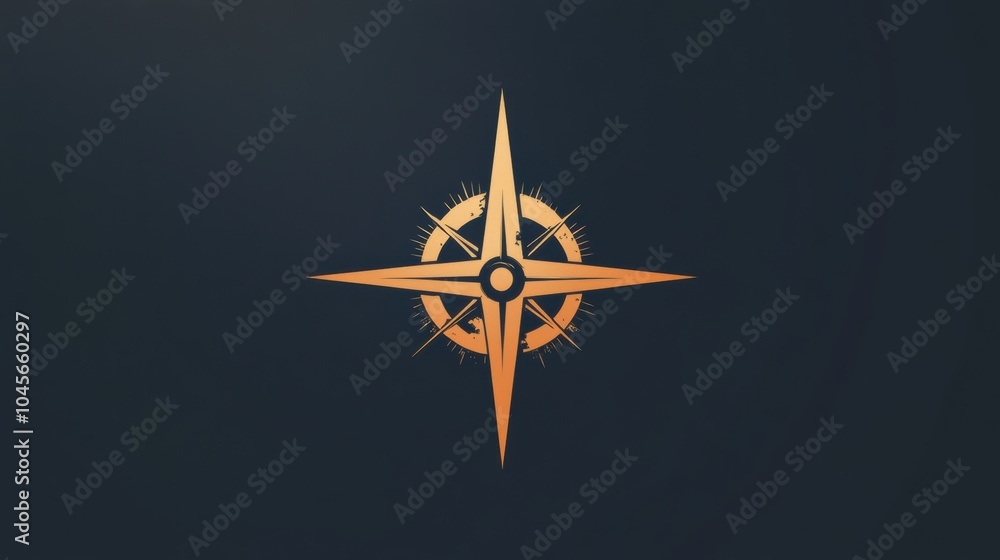 Fototapete A geometric compass rose design features sharp, clean lines radiating from a central point against a dark backdrop. Generative AI