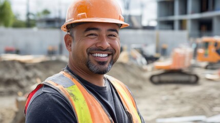 Fototapeta premium portrait of a construction worker smiling at the camera