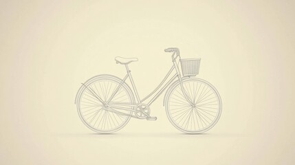 Fototapeta premium A simple bicycle with a stylish basket stands as a symbol of sustainable transportation in an urban environment, ideal for eco-conscious travel. Generative AI