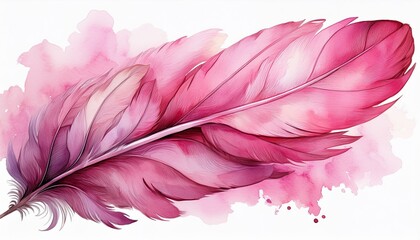 watercolor pink feather clipart white isolated background spaced out