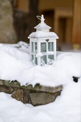 Christmas lantern in snow. © Jacek