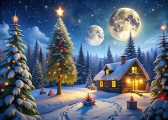 Fototapeta premium Enchanted Christmas Wonderland: A Dreamy Holiday Landscape