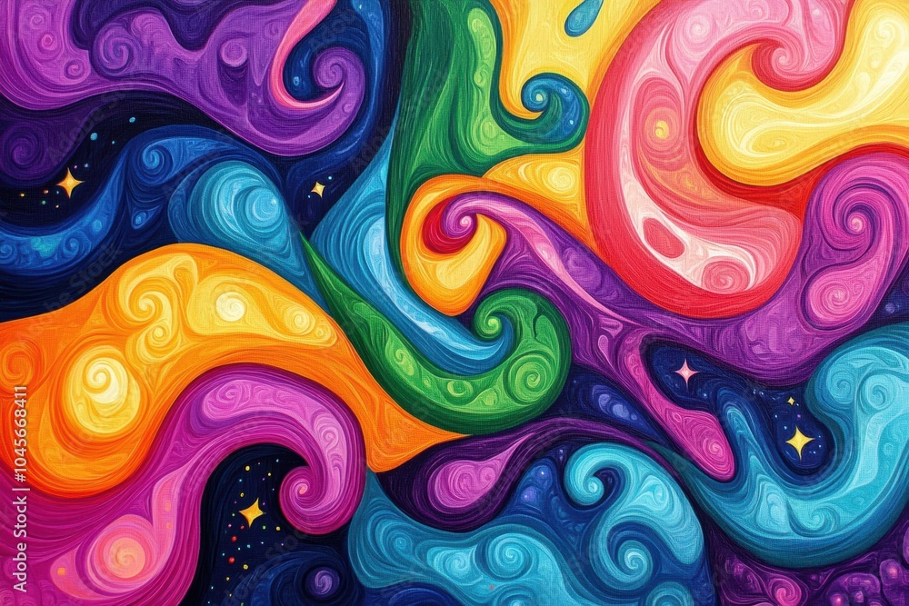 Poster retro digital art, vibrant digital artwork with retro psychedelic vibes on a colorful canvas backgro