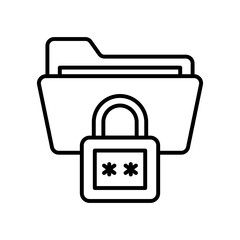 Data Encryption Outline Icon, Vector illustration