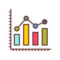 Data Chart Filled Icons , Vector illustration