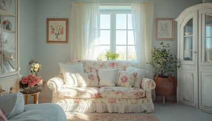 Shabby Chic Family Room Elegant Design high detail