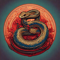 Obraz premium Year of the snake. Chinese zodiac snake sign