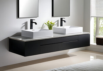 granite countertops paired sleek sinks create minimalist modern bathroom aesthetic
