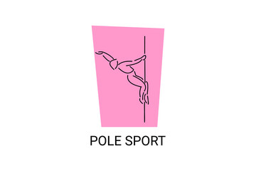 pole sport vector line icon. practice pole dancing. sport pictogram, vector illustration.
