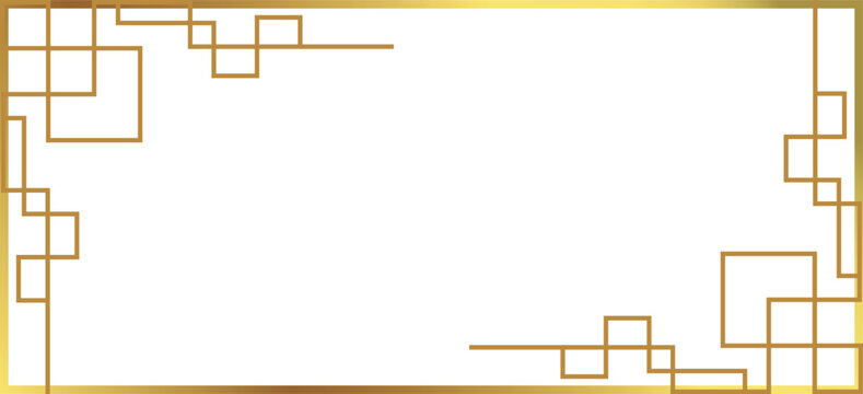 A sophisticated gold frame with a geometric design adds a touch of elegance to any project It is Perfect for invitations websites or marketing materials