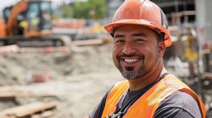 Fototapeta premium portrait of a construction worker smiling at the camera