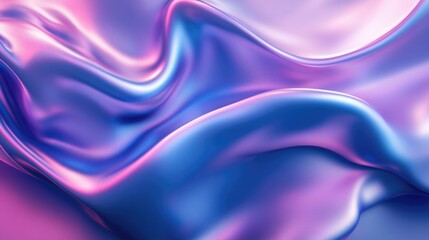 Obraz premium Abstract fabric texture shimmers in vibrant shades of pink and blue. Smooth, flowing waves. Light reflects beautiful off silky surface. Modern elegant background. Silk backdrop.
