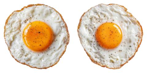 Sets of Fried Eggs, Isolated on Transparent Background, Great for Meal Prep Visuals, Cooking Illustrations, and Food App Interfaces