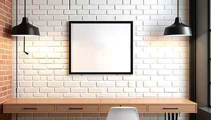 lamps poster hang brick wall interior design rendering