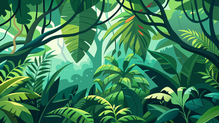 A dense rain forest canopy 