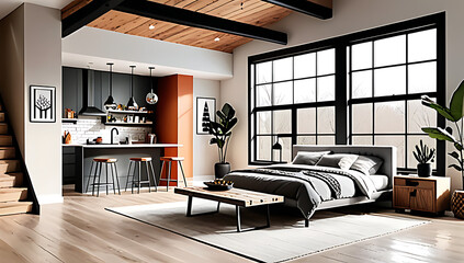 loft interior design bohemian modern living space home setting creates unique visual appeal