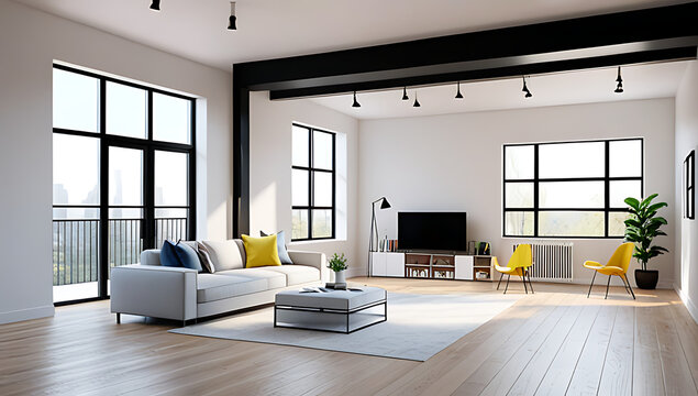 loft interior designed modern rendering techniques creates visually stunning living space