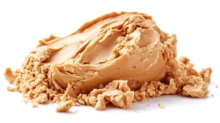 Creamy Peanut Butter Scoop on White Background