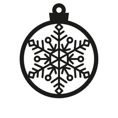 Fototapeta premium Round Christmas Ornament with a snowflake, Christmas ornament design, Template for laser cutting. 