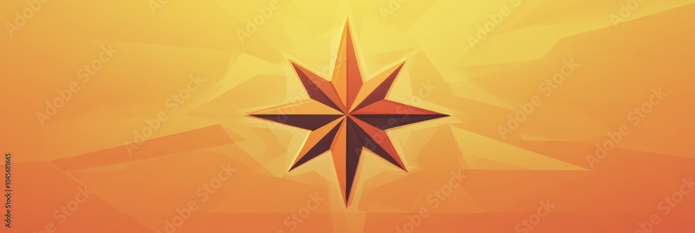 Leinwandbilder the geometric compass rose stands out with its sharp, clean lines in a vivid orange backdrop, symbol