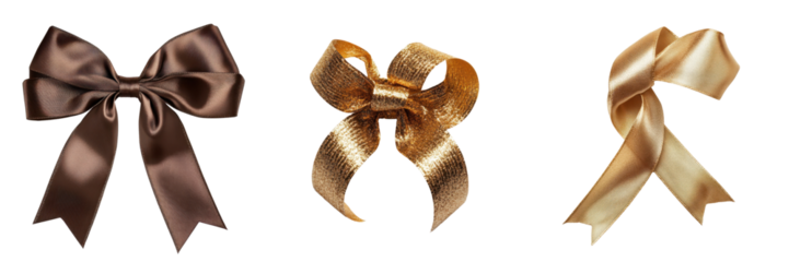 Various Bows in Brown and Gold