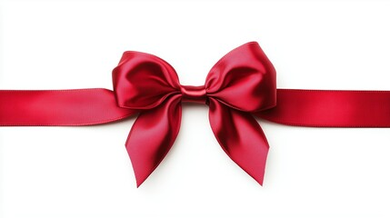 Red ribbon and bow with red, isolated on white background