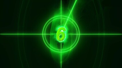 Futuristic Glowing Green Number Six
