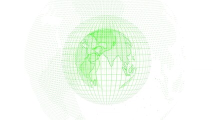 Digital Earth with Green Grid Overlay