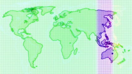 Stylized World Map with Grid and Gradient