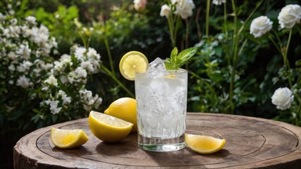 Fototapeta premium Gin Fizz in a secret garden setting 