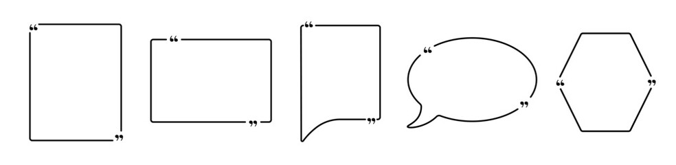 Set of quote frame without text. Empty borders for definition and citation outline.