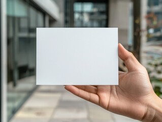 Clean Minimalist White Card Closeup with Soft Blurred Contemporary Background Simple Elegance and Potential, Ideal for Mockups and Branding Designs