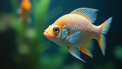 Vibrant Goldfish Swimming Gracefully in a Clear Aquarium: A Splash of Color