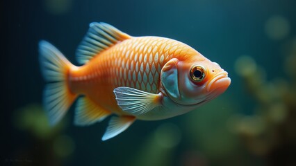 Vibrant Close-Up of a Goldfish Swimming in a Crystal Clear Aquarium