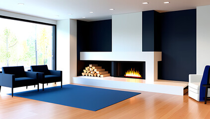 modern home features fireplace mantel staircase design architectural model