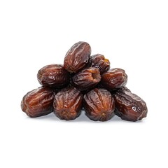 Obraz premium Royal Medjool Dates: Big and Fresh Stacked on White Backdrop