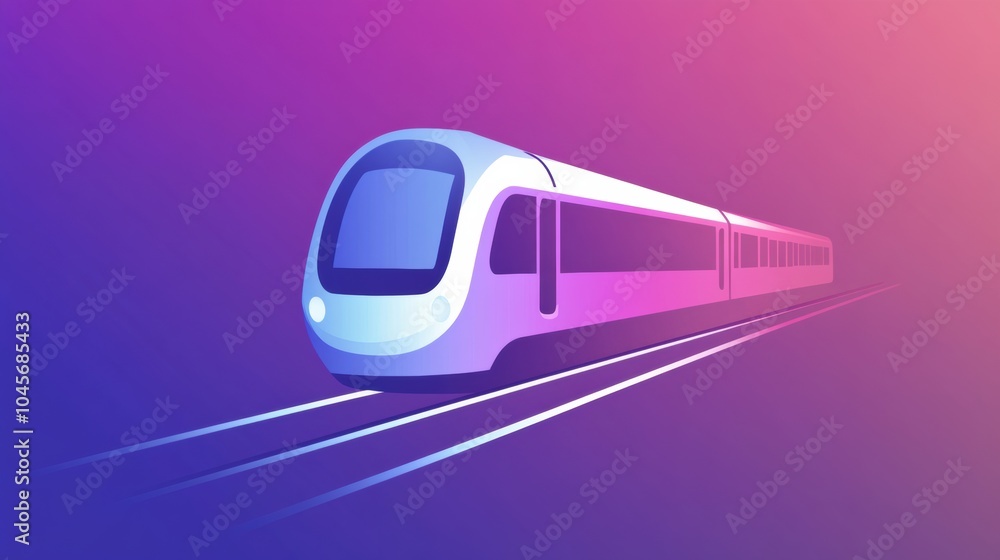 Aufkleber A streamlined train icon moves gracefully along its tracks, enhanced by vibrant colors and a smooth gradient backdrop. Generative AI