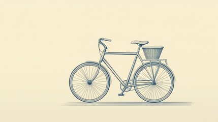 Fototapeta premium This design features a minimalistic bicycle with a basket, emphasizing eco-friendly transportation in a tranquil environment. Generative AI
