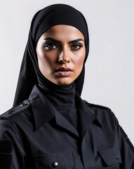 Naklejka premium Middle Eastern Female Soldier in Uniform Portrait