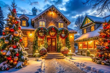 Festive Architectural Photography for a Christmas Timeline Cover with Cozy Holiday Elements