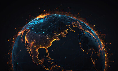 Obraz premium Illuminated Earth A Glimpse of Global Connectivity
