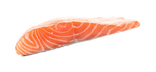 Piece of fresh salmon isolated on white
