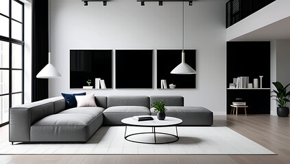 modern loft features minimalist decor sleek stylish living room interior design concept
