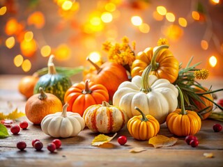 Festive Autumn Arrangement with Pumpkins and Gourds for Seasonal Decor