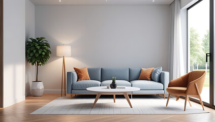 Fototapeta premium modern room features armchair coffee table highly detailed digital rendering