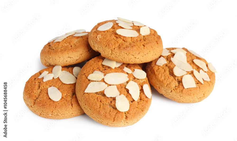 Wall mural Tasty cookies with almond flakes isolated on white