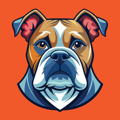 Bulldog Head Vector with Strong Expression