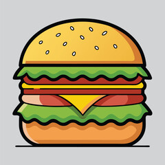 Modern Burger Illustrations Trendy Food Vectors