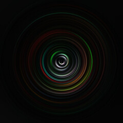 Colorful radial motion effect. Abstract rounded background. Color curves and sphere. Multi color gradient rings and circles wallpaper. Colored texture backdrop and banner.